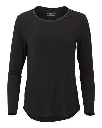Boxercraft BW3102 Women's Bamboo Long Sleeve T-Shirt in Black — blank long sleeve tee, front view