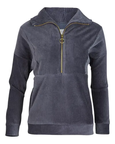 Boxercraft BW5203 Women's Manchester Corded Quarter-Zip Pullover in Castlerock — blank garment, front view