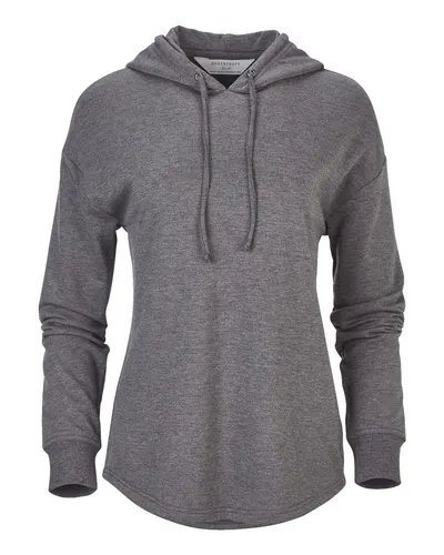 Boxercraft BW5301 Women's Dream Fleece Hooded Sweatshirt in Black Heather — blank hooded sweatshirt, front view