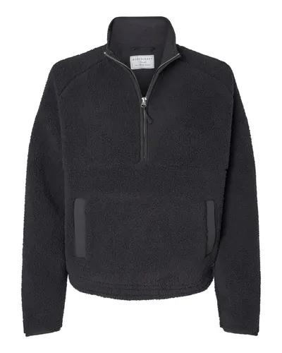 Boxercraft BW8501 Women's Everest Half-Zip Pullover in Black — blank garment, front view