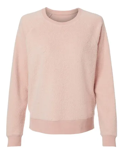 Boxercraft K01 Women's Fleece Out Crewneck Pullover in Blush — blank crewneck sweatshirt, front view
