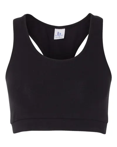 Boxercraft SB101 Women’s Support Your Team Sports Bra in Black — blank garment, front view