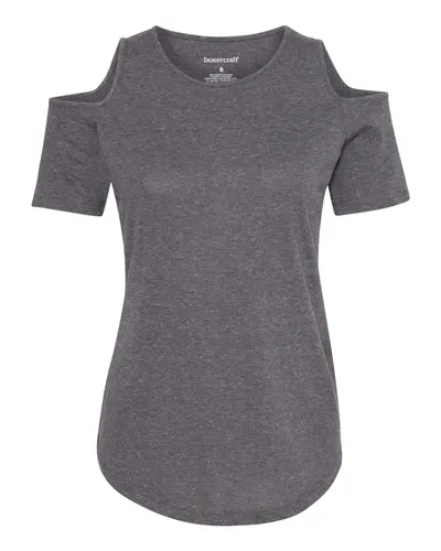 Boxercraft T32 Women's Cold Shoulder T-Shirt in Granite — blank t-shirt, front view