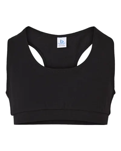 Boxercraft YSB101 Girls Sports Bra in Black — blank garment, front view