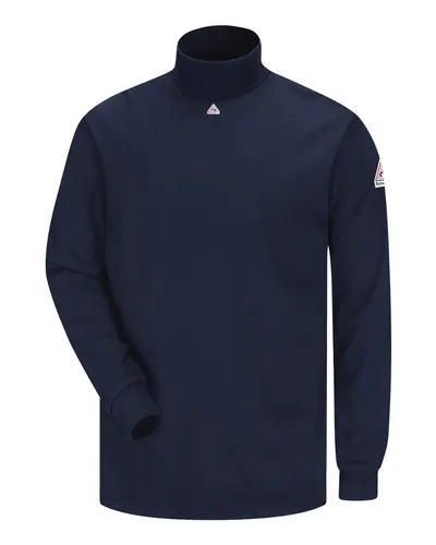 Bulwark SEK2 Men's Tagless Mock TurtleNeck - EXCEL FR in Navy — blank garment, front view