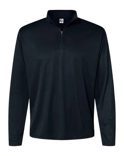 C2 Sport 5102 Men's Quarter-Zip Pullover in Black — blank garment, front view