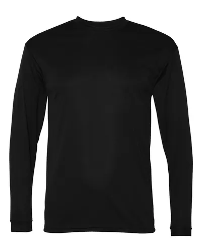 C2 Sport 5104 Unisex Performance Long Sleeve T-Shirt in Black — blank long sleeve tee, front view