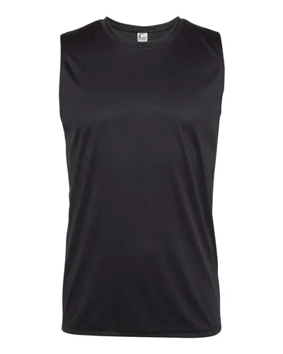 C2 Sport 5130 Men's Sleeveless T-Shirt in Black — blank tank top, front view