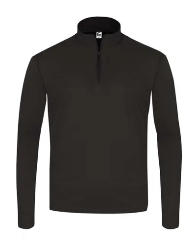 C2 Sport 5202 Youth Quarter-Zip Pullover in Black — blank garment, front view