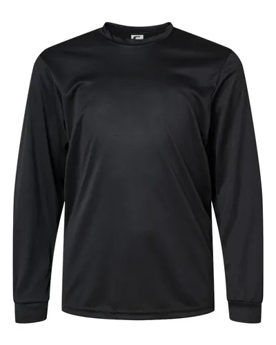 C2 Sport 5204 Youth Performance Long Sleeve T-Shirt in Black — blank long sleeve tee, front view