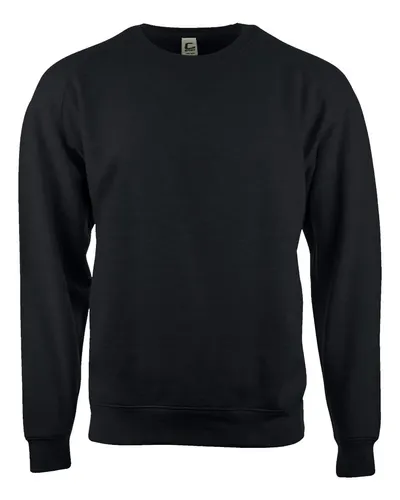 C2 Sport 5521 Youth Crewneck Sweatshirt in Black — blank crewneck sweatshirt, front view
