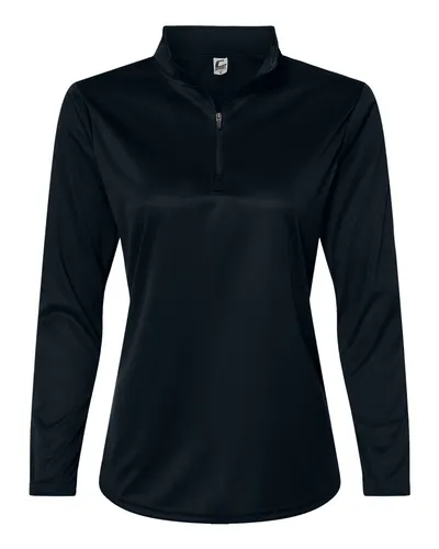 C2 Sport 5602 Women's Quarter-Zip Pullover in Black — blank garment, front view