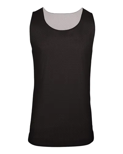 C2 Sport 5678 Women's Reversible Mesh Tank in Black/ White — blank tank top, front view
