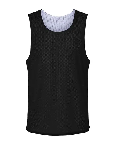 C2 Sport 5729 Men's Reversible Mesh Tank in Black/ White — blank tank top, front view