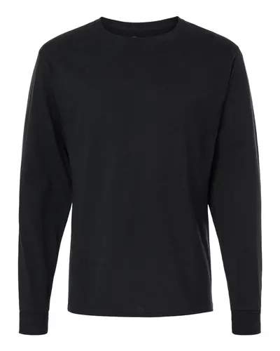 Champion CC8C Unisex Long Sleeve T-Shirt in Black — blank long sleeve tee, front view