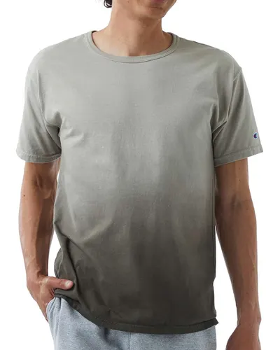 Champion CD100D Unisex Classic Jersey Dip Dye T-Shirt in Army Ombre — blank t-shirt, front view