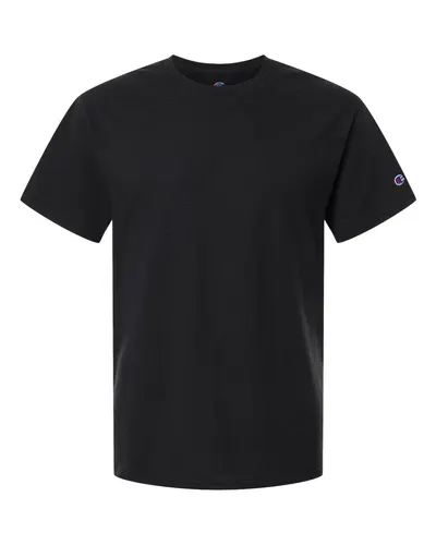 Champion CH1000 Unisex Jersey T-Shirt in Black — blank t-shirt, front view