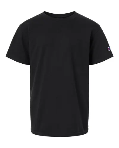Champion CH1081 Youth Jersey T-Shirt in Black — blank t-shirt, front view