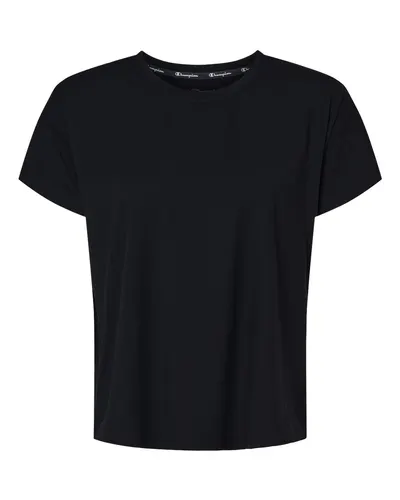 Champion CHP130 Women's Sport Soft Touch T-Shirt in Black — blank t-shirt, front view
