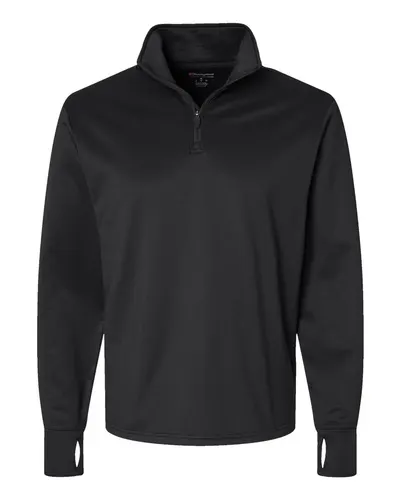 Champion CHP190 Unisex Sport Quarter-Zip Pullover in Black — blank garment, front view
