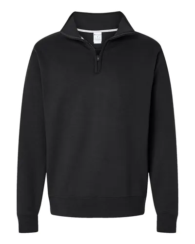 Champion S450 Unisex Powerblend® Quarter-Zip Pullover in Black — blank garment, front view