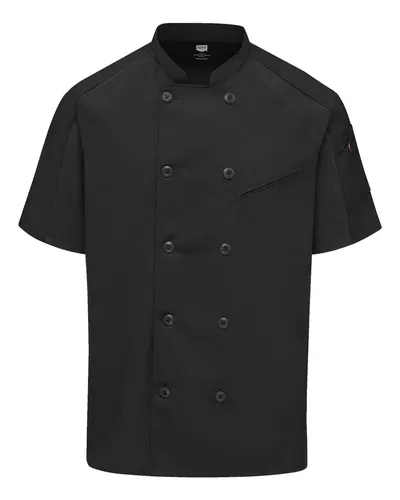 Chef Designs 052M Airflow Raglan Chef Coat in Black/ Black Mesh — blank jacket, front view