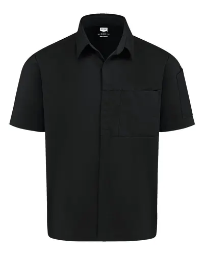 Chef Designs 502M Poplin Airflow Cook Shirt with OilBlok in Black — blank garment, front view