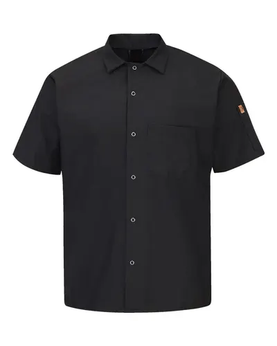 Chef Designs 502X Mimix™ Short Sleeve Cook Shirt with OilBlok in Black — blank garment, front view