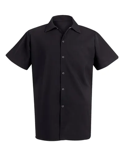 Chef Designs 5035 100% Spun Polyester Cook Shirt in Black — blank garment, front view