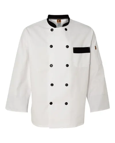Chef Designs KT74 Garnish Chef Coat in White — blank jacket, front view