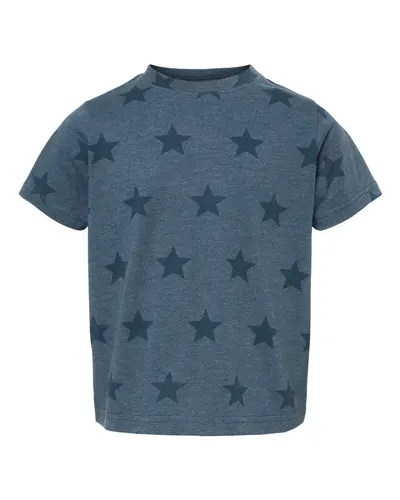 Code Five 3029 Toddler Star Print Tee in Denim Star — blank t-shirt, front view