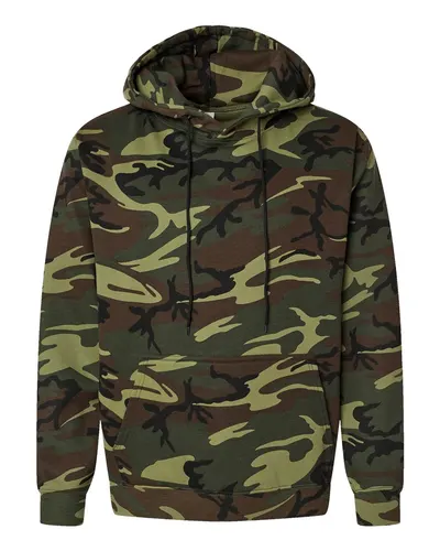 Code Five 3969 Unisex Camo Fleece Hoodie Sweatshirt in Green Woodland — blank hooded sweatshirt, front view