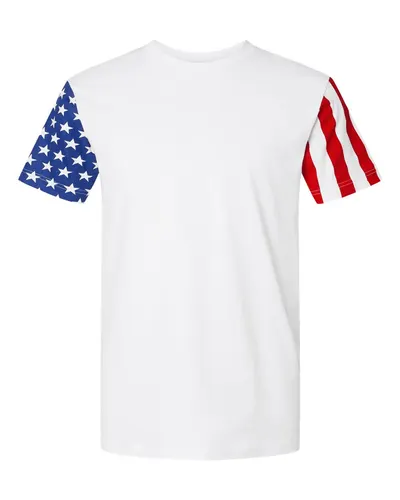 Code Five 3976 Unisex Stars & Stripes Tee in White — blank t-shirt, front view