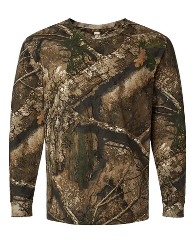 Code Five 3981 Unisex Realtree® Camo Long Sleeve Tee in RealTree APX — blank long sleeve tee, front view
