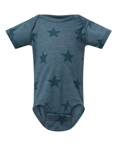 Code Five 4329 Infant Star Print Bodysuit in Denim Star — blank garment, front view