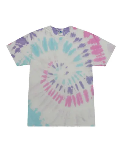 Colortone 1000 Unisex Multi-Color Tie-Dyed T-Shirt in Acadia — blank t-shirt, front view