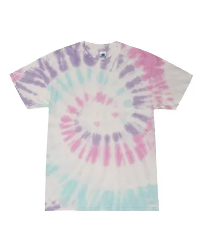 Colortone 1000Y Youth Multi-Color Tie-Dyed T-Shirt in Acadia — blank t-shirt, front view
