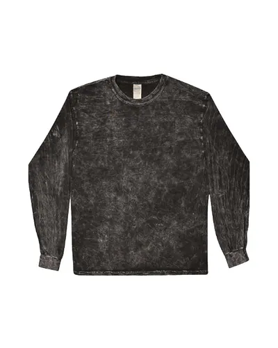 Colortone 2300 Unisex Mineral Wash Long Sleeve T-Shirt in Mineral Black — blank long sleeve tee, front view