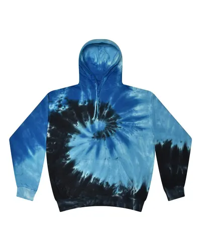 Colortone 8777 Unisex Tie-Dyed Hooded Sweatshirt in Blue Ocean — blank hooded sweatshirt, front view