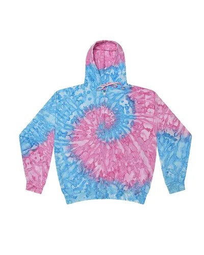 Colortone 8888 Unisex Tie-Dyed Full-Zip Hooded Sweatshirt in Athens — blank hooded sweatshirt, front view