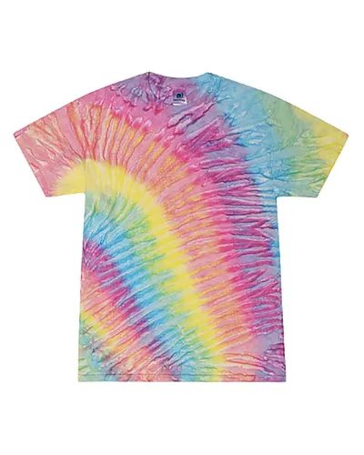 Colortone CD1000Y Youth Multi-Color Tie-Dyed T-Shirt in Meadow — blank t-shirt, front view