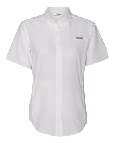 Columbia 127571 Women's PFG Tamiami™ II Short Sleeve Shirt in White — blank garment, front view
