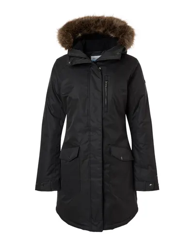 Columbia 179975 Women's Suttle Mountain™ Long Insulated Jacket in Black — blank jacket, front view