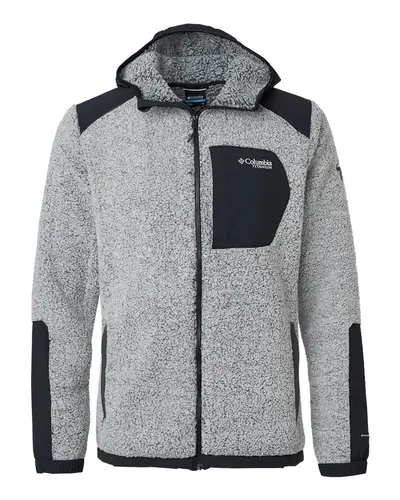 Columbia 209647 Men's Arctic Crest™ Sherpa Full-Zip Jacket in White/ Black — blank jacket, front view