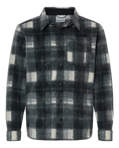 Columbia 209769 Men's Steens Mountain™ Printed Shirt Jacket II in Chalk Omblur — blank jacket, front view