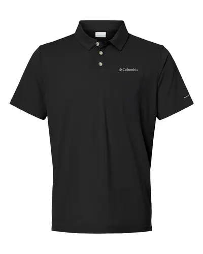 Columbia 211856 Men's Tech Trail™ Utility Polo in Black — blank polo, front view