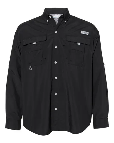 Columbia 212463 Men's PFG Bahama™ II Shirt in Black — blank garment, front view