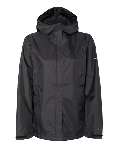 Columbia 212481 Women's Arcadia™ II Rain Jacket in Black — blank jacket, front view