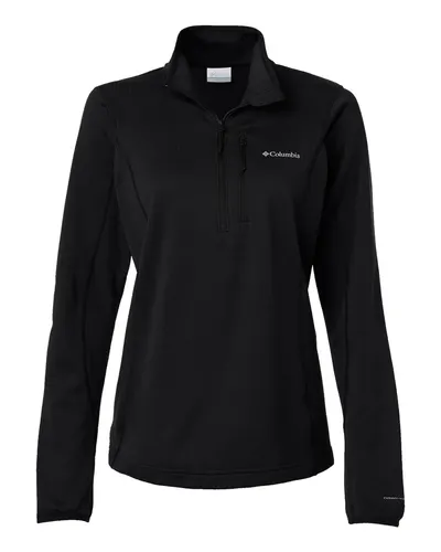 Columbia 213624 Women's Essential Hike™ Grid Fleece Half-Zip Pullover in Black — blank fleece pullover, front view