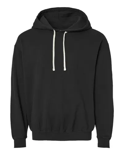 Comfort Colors 1467 Unisex Garment-Dyed Lightweight Hooded Sweatshirt in Black — blank hooded sweatshirt, front view